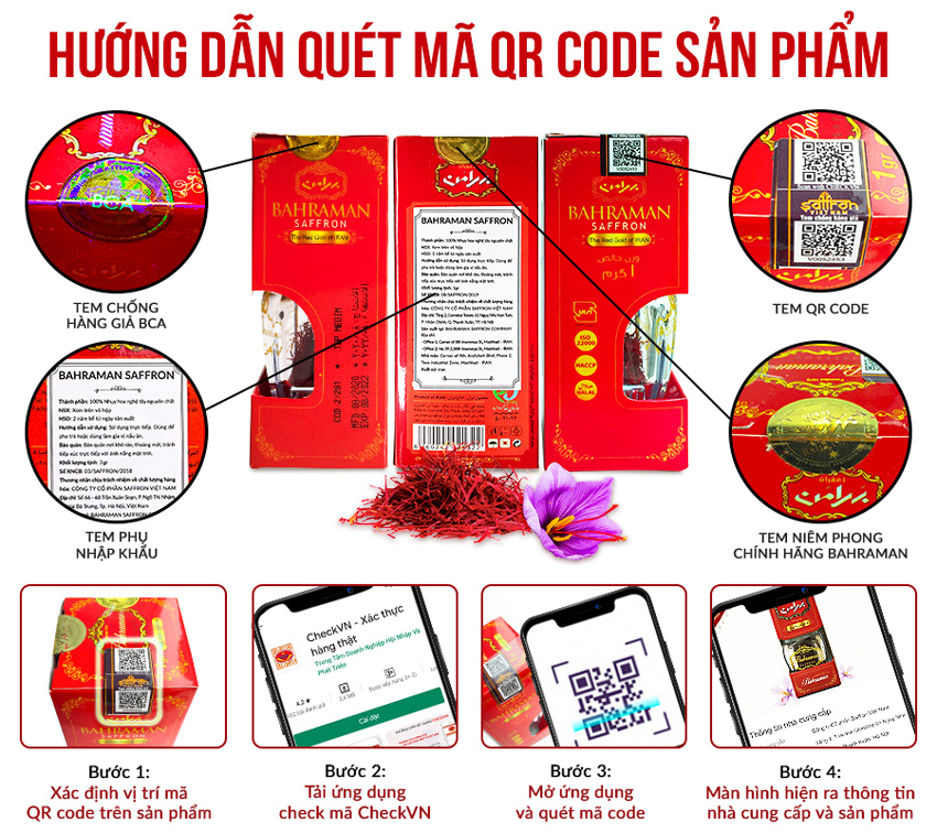 Combo 3 Saffron Bahraman 1gr (tặng bình thuỷ tinh)