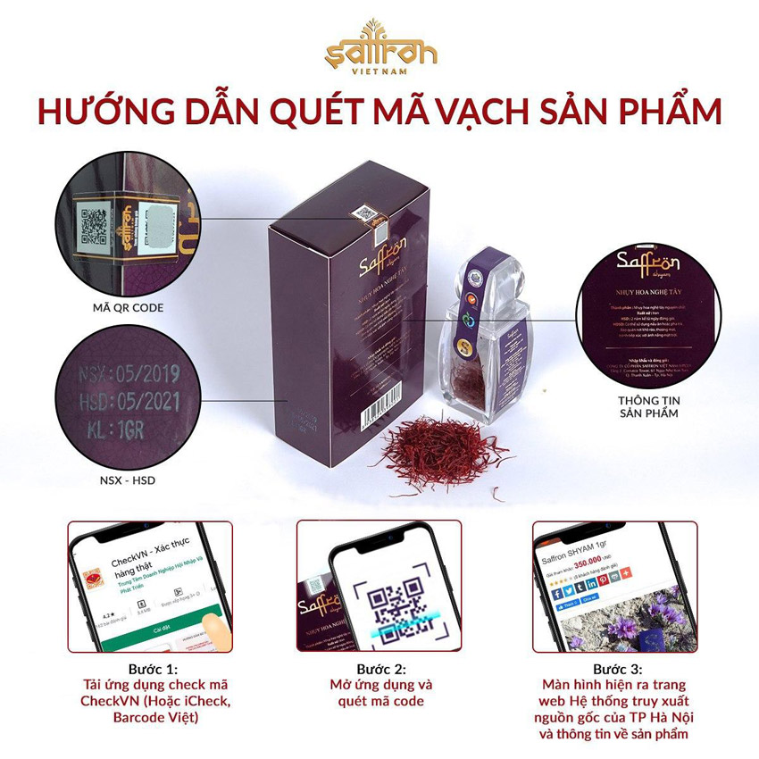 [Mua 2 tặng 1] Combo 2gram Saffron Shyam tặng Trà Saffron Tea