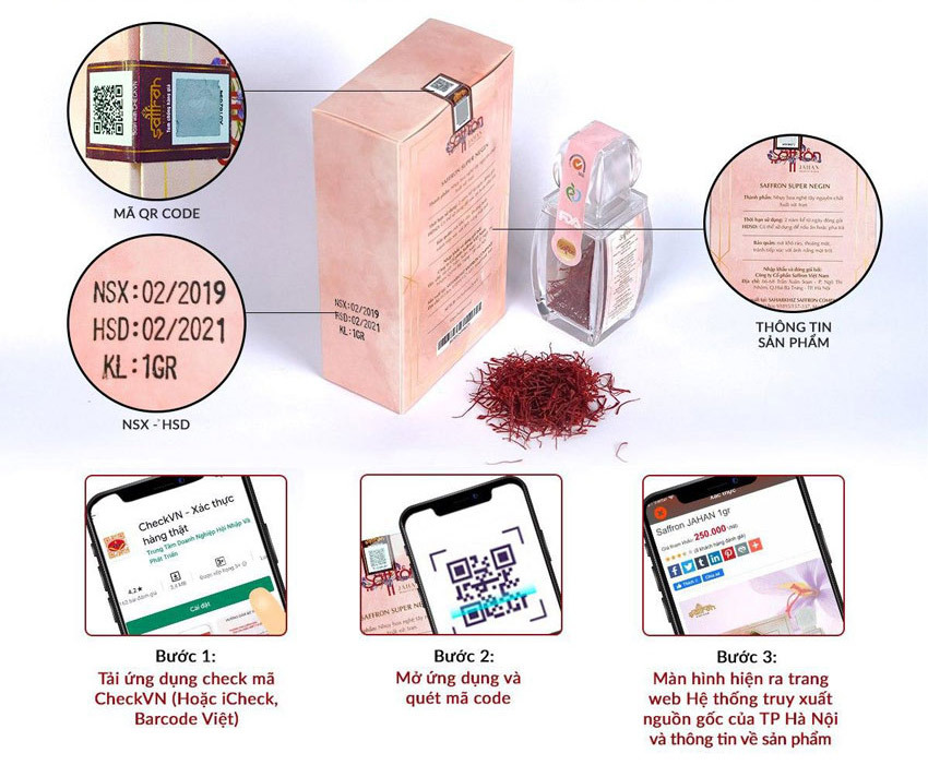 Nhụy hoa nghệ tây Saffron Jahan 1gr (tặng bình thuỷ tinh saffron tea)