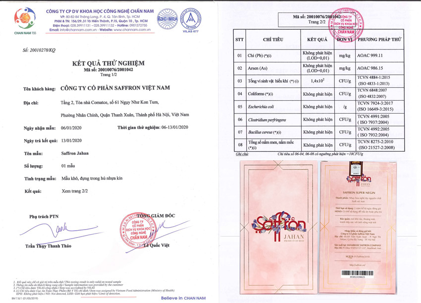 Nhụy hoa nghệ tây Saffron Jahan 1gr (tặng bình thuỷ tinh saffron tea)