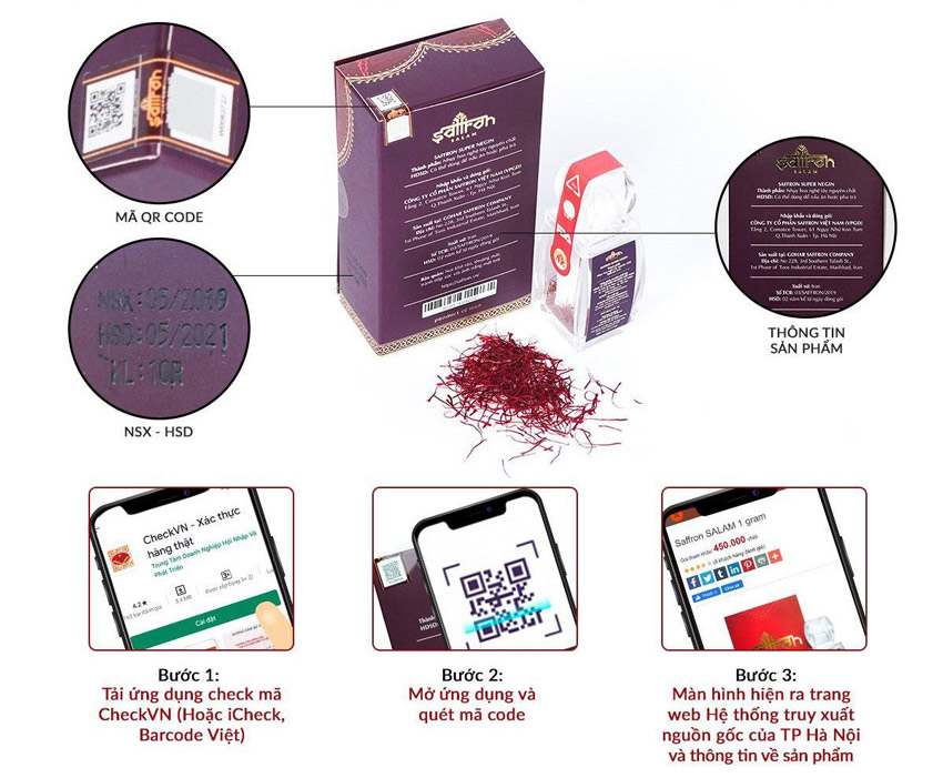 Nhụy hoa nghệ tây Saffron Salam hộp 5Gram (Tặng Trà Saffron Tea)