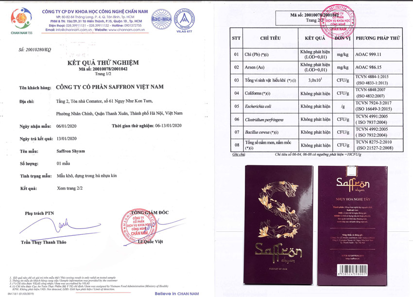 Nhụy hoa nghệ tây Saffron Shyam 1gr (tặng bình thuỷ tinh saffron tea)