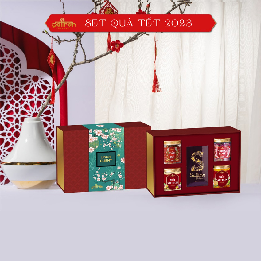 [ HỘP QUÀ EMAD #02] Saffron Shyam 1Gr + Trà hoa cúc + Trà hoa nhài + Trà hoa hồng + Trà táo đỏ