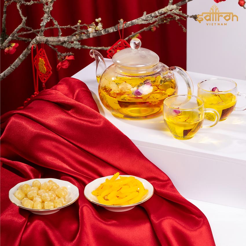 [ HỘP QUÀ EMAD #02] Saffron Shyam 1Gr + Trà hoa cúc + Trà hoa nhài + Trà hoa hồng + Trà táo đỏ