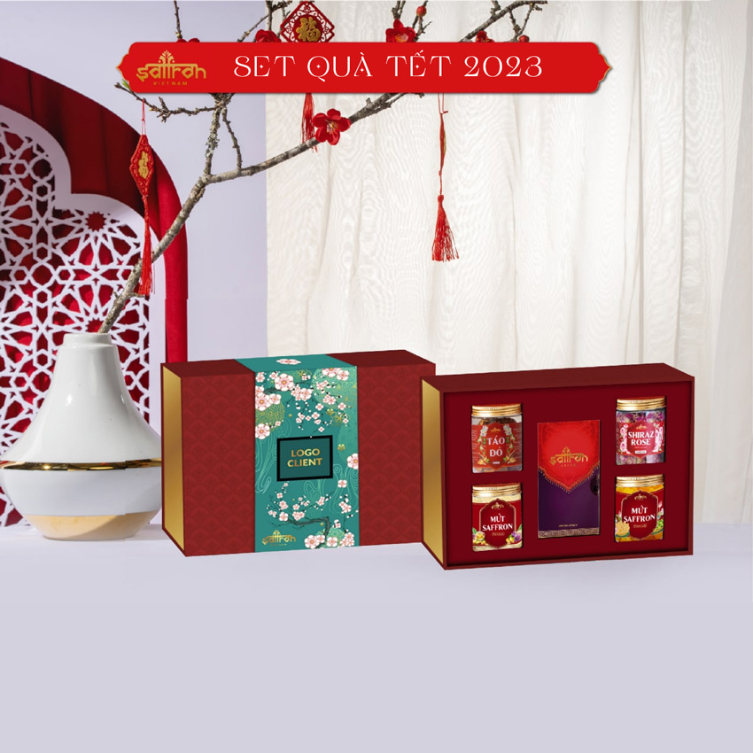 [ HỘP QUÀ EMAD #03] Saffron Salam 1Gr + Trà hoa cúc + Trà hoa nhài + Trà hoa hồng + Trà táo đỏ